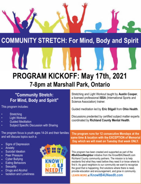 Community Stretch Event for May Is Mental Health Awareness Month Ontario, Ohio